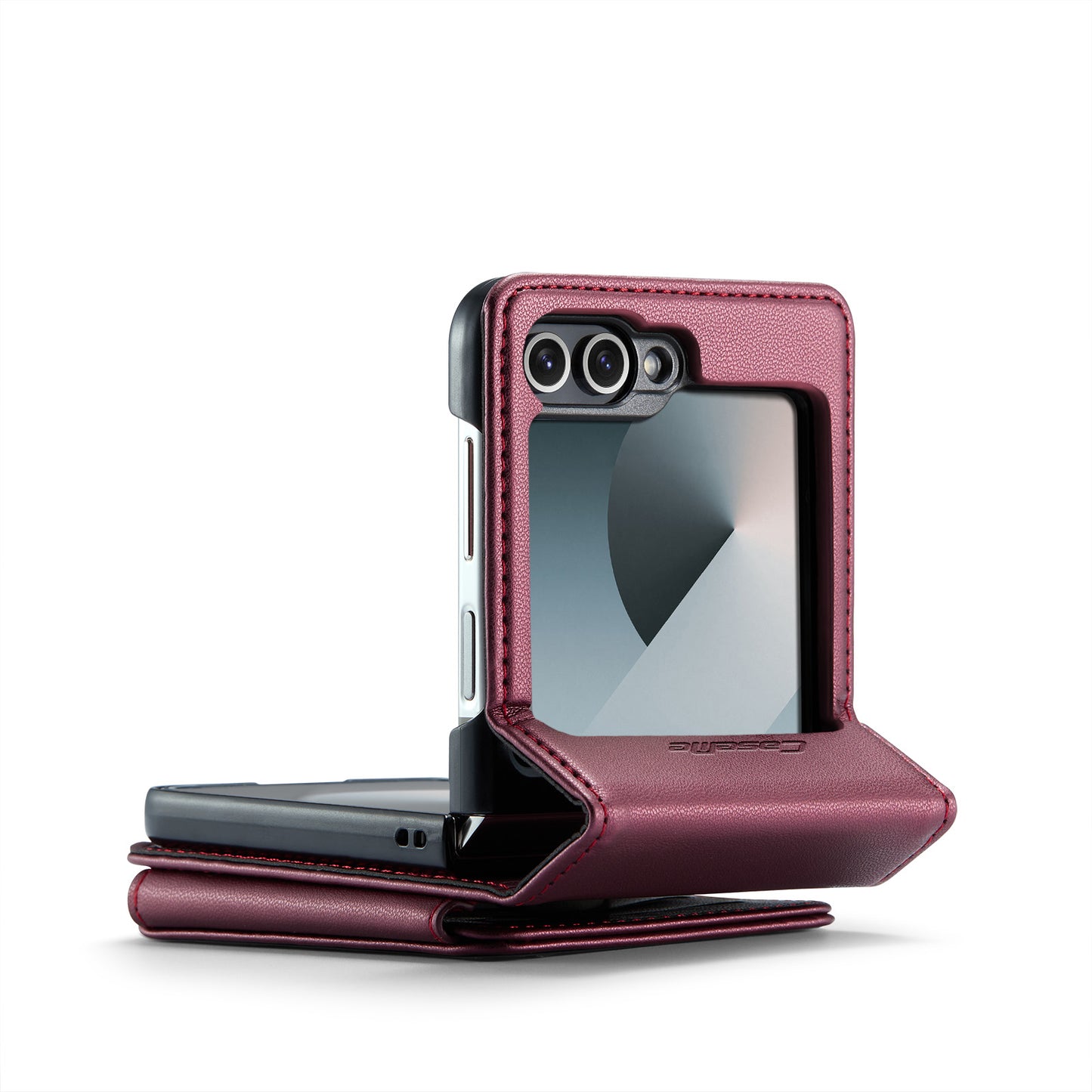 For Samsung Galaxy Z Flip7 FE 5G Case with RFID Blocking 5 Card Slots CASEME C22 Leather Back Cover - Red