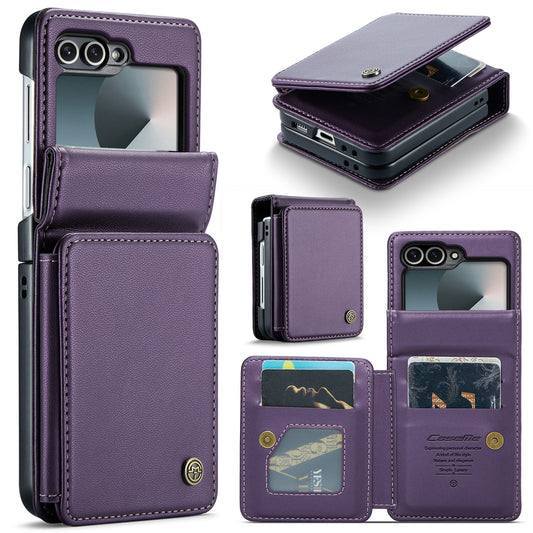 For Samsung Galaxy Z Flip7 FE 5G Case with RFID Blocking 5 Card Slots CASEME C22 Leather Back Cover - Purple
