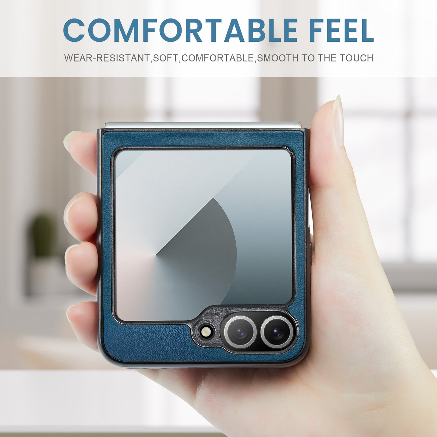 For Samsung Galaxy Z Flip7 FE 5G Case CASEME 023 Series RFID Blocking Glossy Stand Phone Cover - Blue