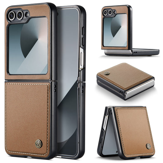 For Samsung Galaxy Z Flip7 FE 5G Case CASEME 023 Series RFID Blocking Glossy Stand Phone Cover - Brown