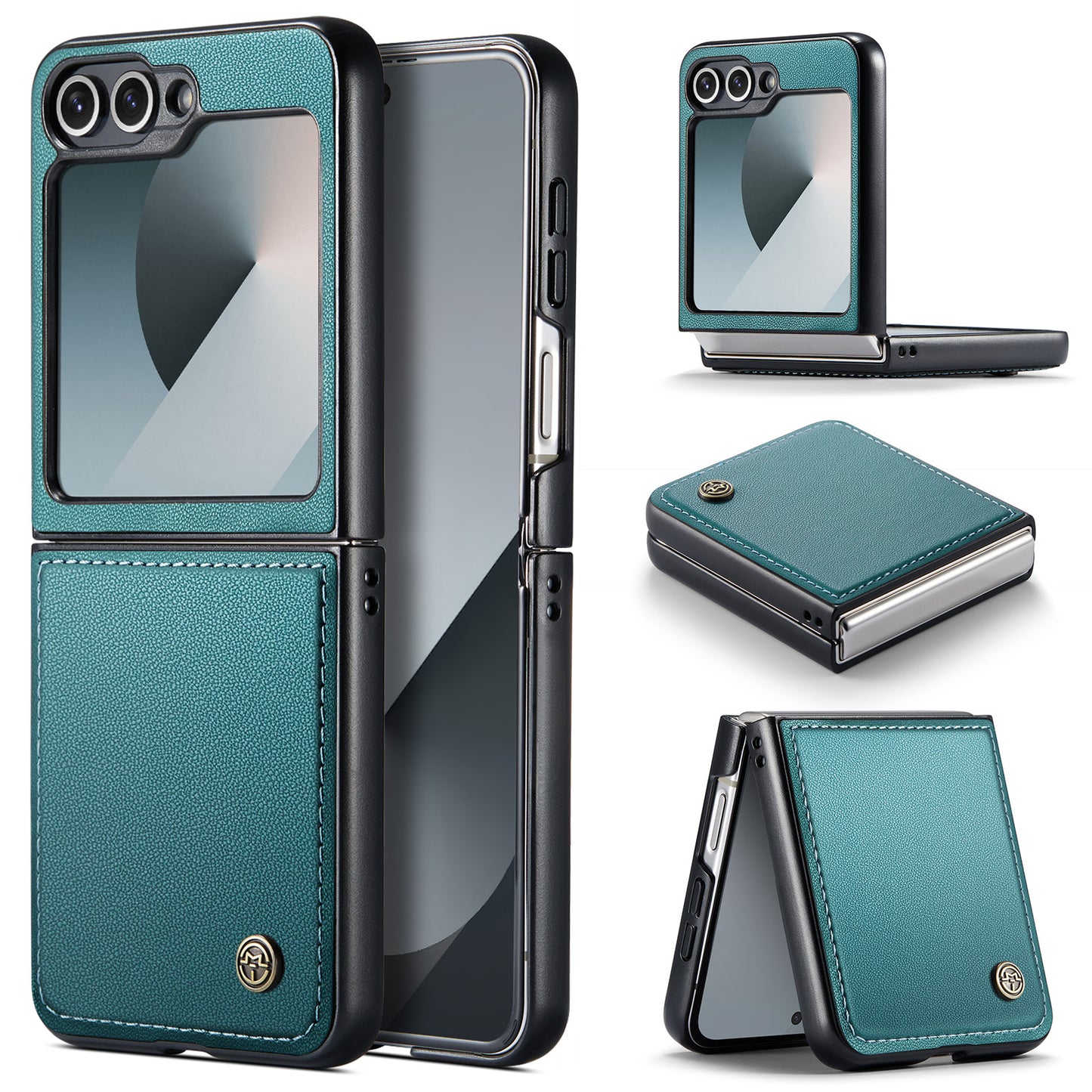 For Samsung Galaxy Z Flip7 FE 5G Case CASEME 023 Series RFID Blocking Glossy Stand Phone Cover - Green