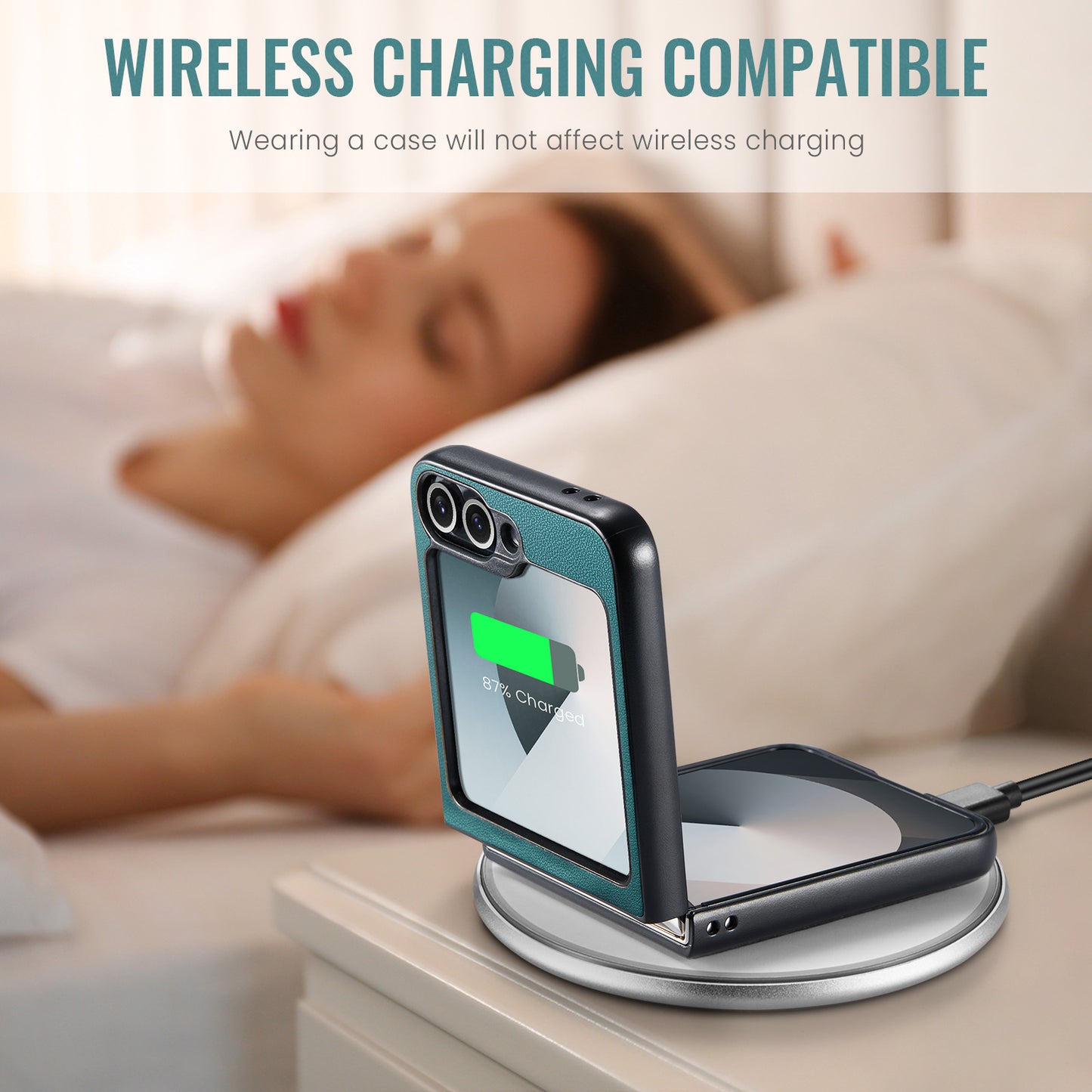 For Samsung Galaxy Z Flip7 FE 5G Case CASEME 023 Series RFID Blocking Glossy Stand Phone Cover - Green