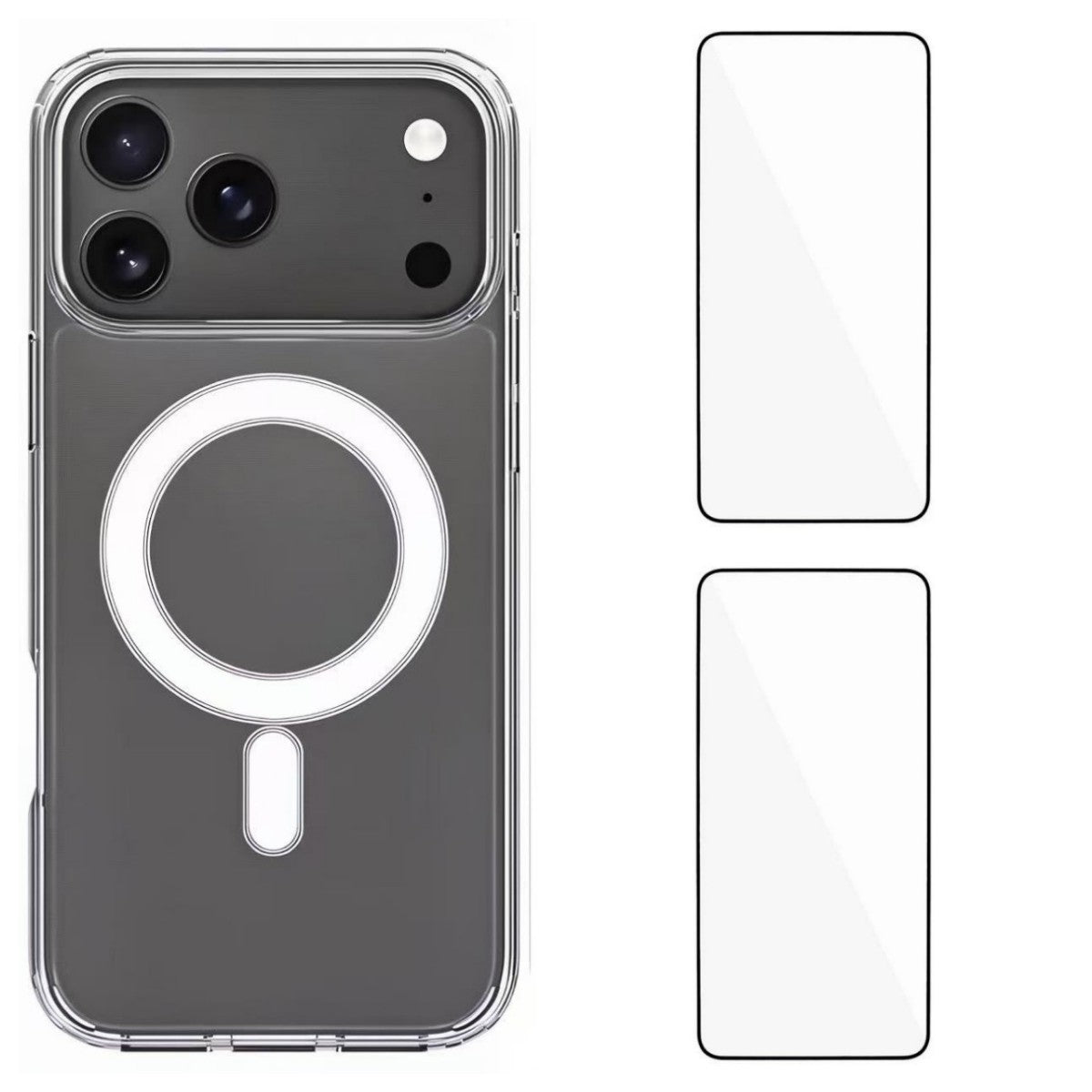 For iPhone 17 Pro Max Clear Case WANLONFENG LM1 Series Compatible with MagSafe with 2Pcs Screen Films (Big Lens Hole) - Transparent