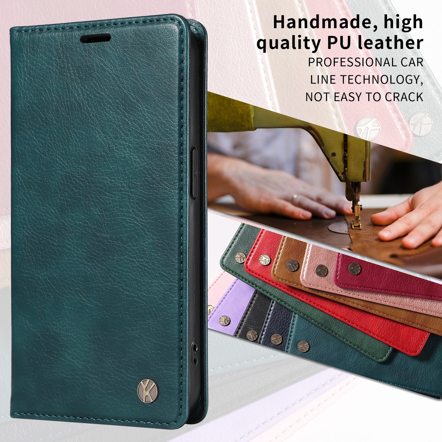 For iPhone 17 Pro Max Wallet Case YIKATU YK-006 Magnetic Closure Leather Phone Cover Litchi Texture - Blue