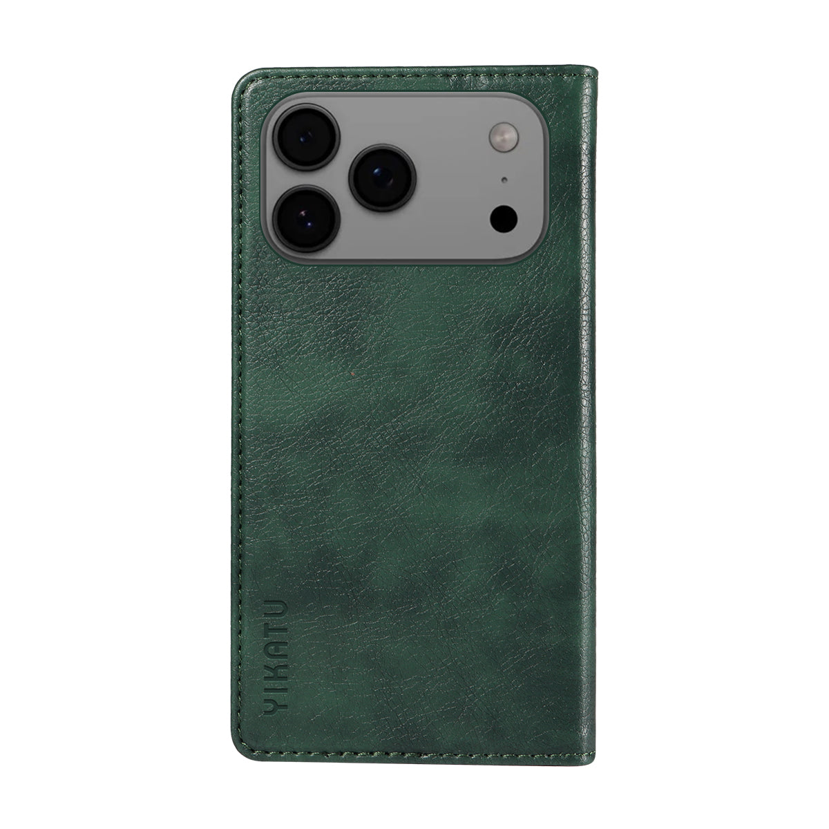 For iPhone 17 Pro Max Wallet Case YIKATU YK-006 Magnetic Closure Leather Phone Cover Litchi Texture -  Green