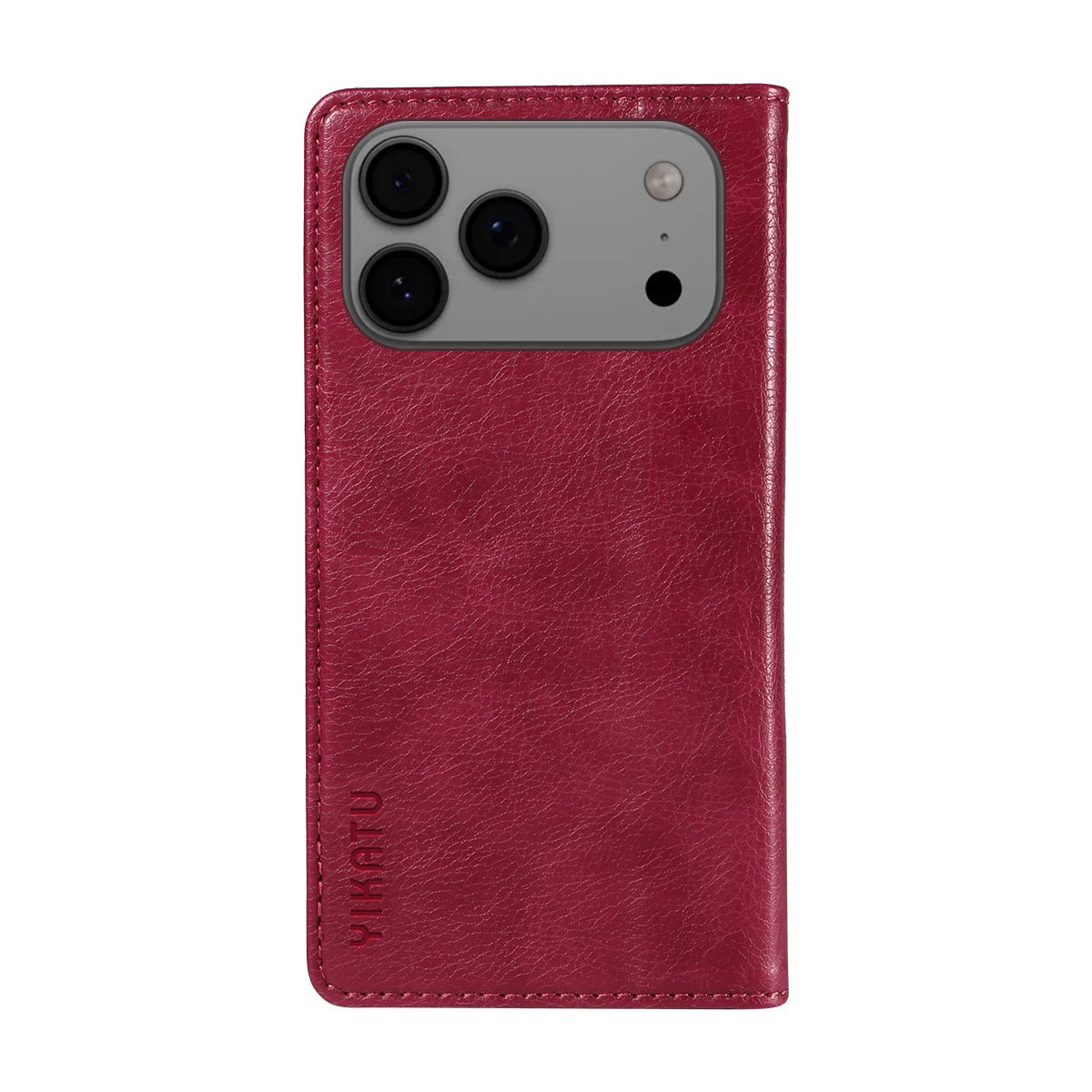 For iPhone 17 Pro Max Wallet Case YIKATU YK-006 Magnetic Closure Leather Phone Cover Litchi Texture - Wine Red