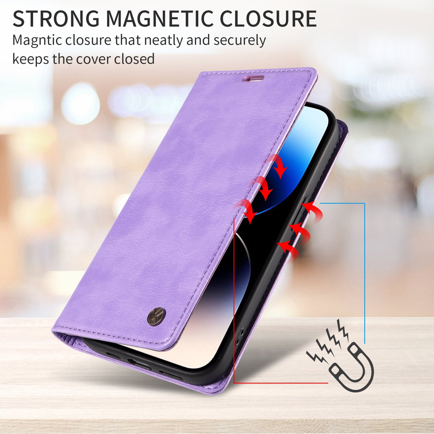 For iPhone 17 Pro Max Wallet Case YIKATU YK-006 Magnetic Closure Leather Phone Cover Litchi Texture - Purple