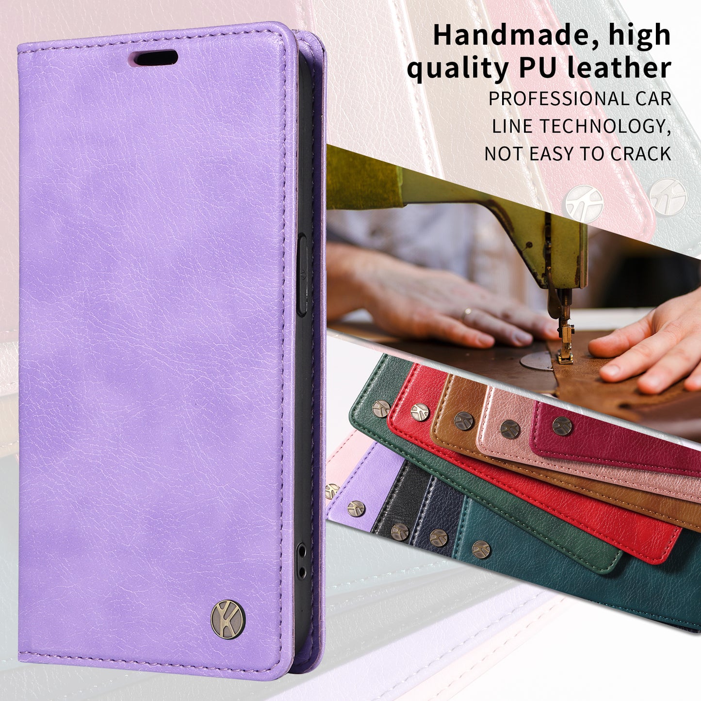 For iPhone 17 Pro Max Wallet Case YIKATU YK-006 Magnetic Closure Leather Phone Cover Litchi Texture - Purple