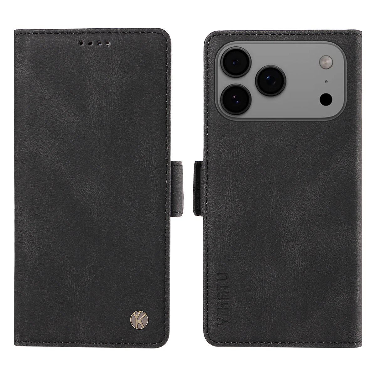 For iPhone 17 Pro Max Leather Case YIKATU YK-005 Skin-touch Feeling Wallet Phone Cover - Black
