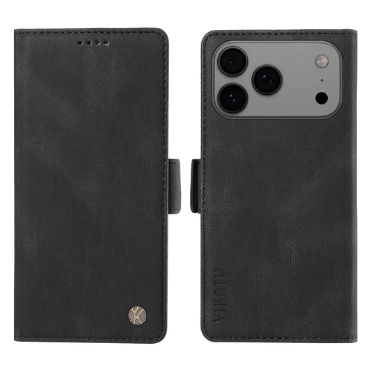 For iPhone 17 Pro Max Leather Case YIKATU YK-005 Skin-touch Feeling Wallet Phone Cover - Black