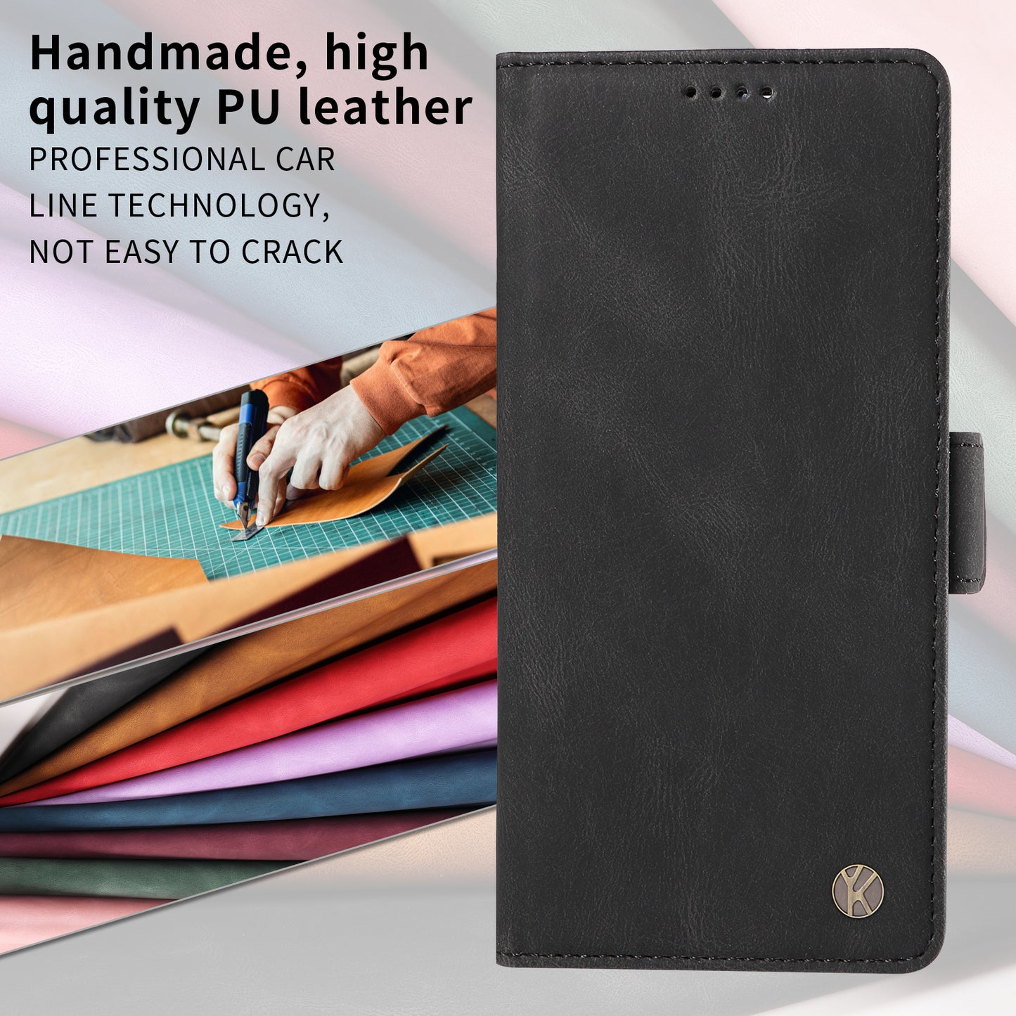 For iPhone 17 Pro Max Leather Case YIKATU YK-005 Skin-touch Feeling Wallet Phone Cover - Black