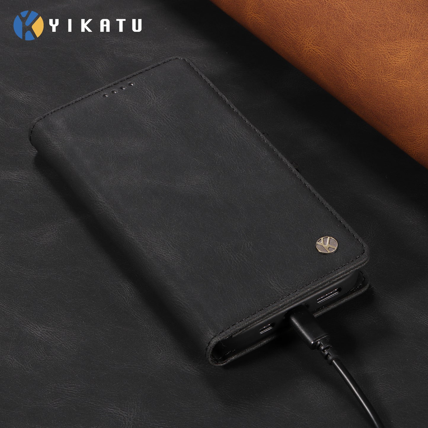 For iPhone 17 Pro Max Leather Case YIKATU YK-005 Skin-touch Feeling Wallet Phone Cover - Black