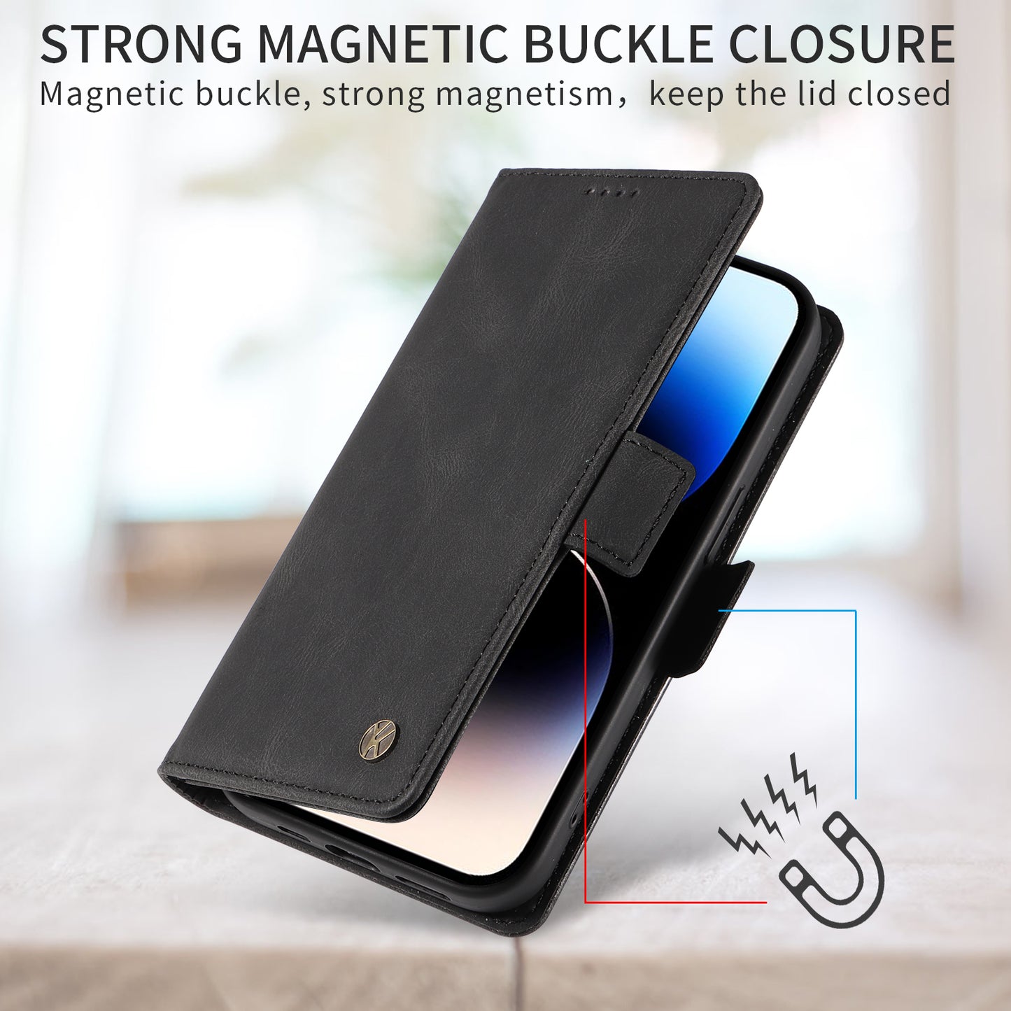 For iPhone 17 Pro Max Leather Case YIKATU YK-005 Skin-touch Feeling Wallet Phone Cover - Black