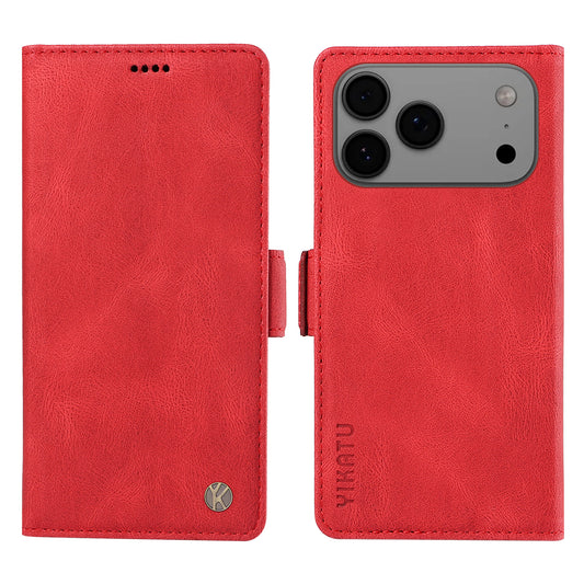 For iPhone 17 Pro Max Leather Case YIKATU YK-005 Skin-touch Feeling Wallet Phone Cover - Red