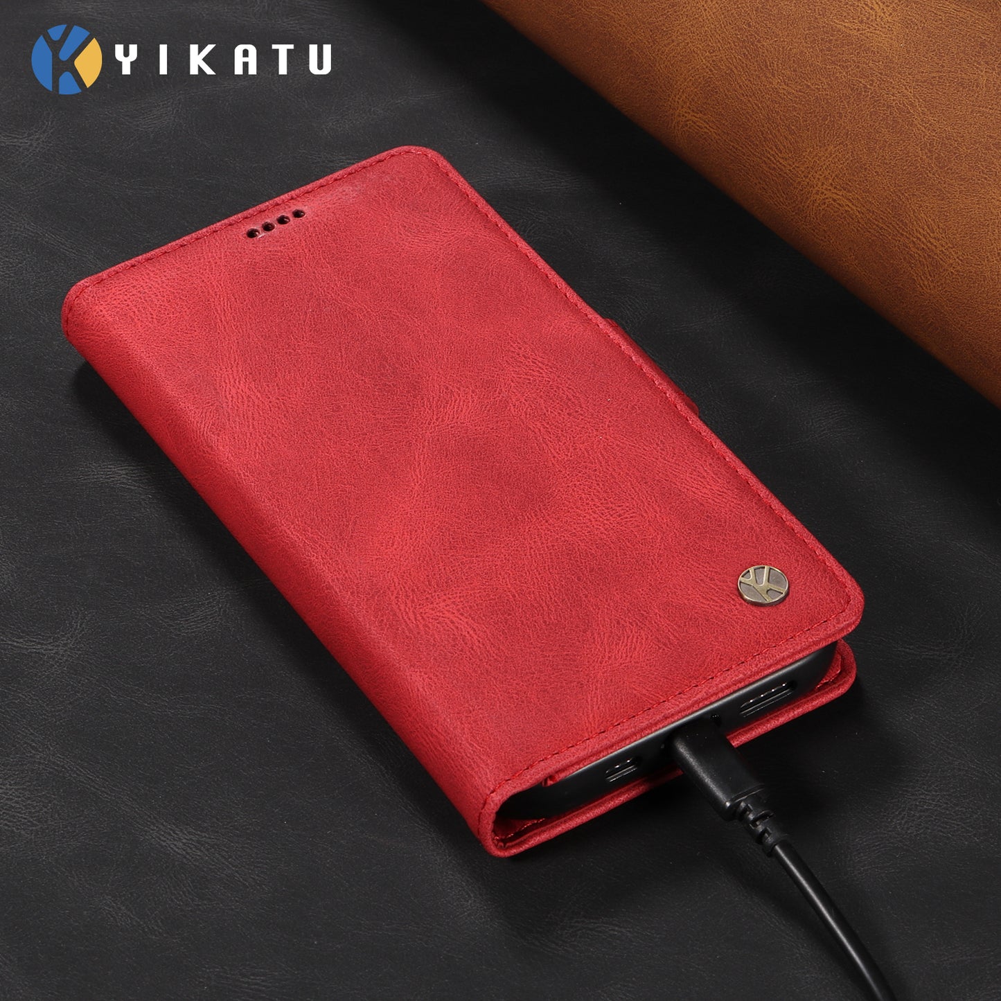 For iPhone 17 Pro Max Leather Case YIKATU YK-005 Skin-touch Feeling Wallet Phone Cover - Red