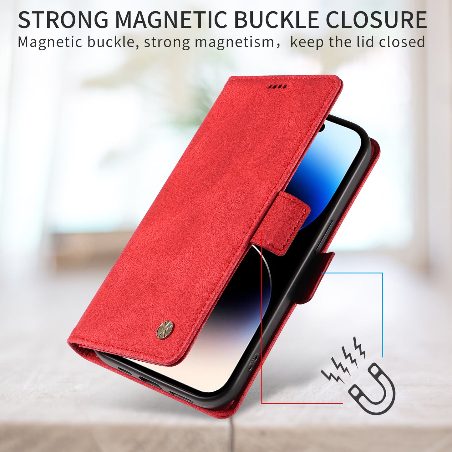 For iPhone 17 Pro Max Leather Case YIKATU YK-005 Skin-touch Feeling Wallet Phone Cover - Red