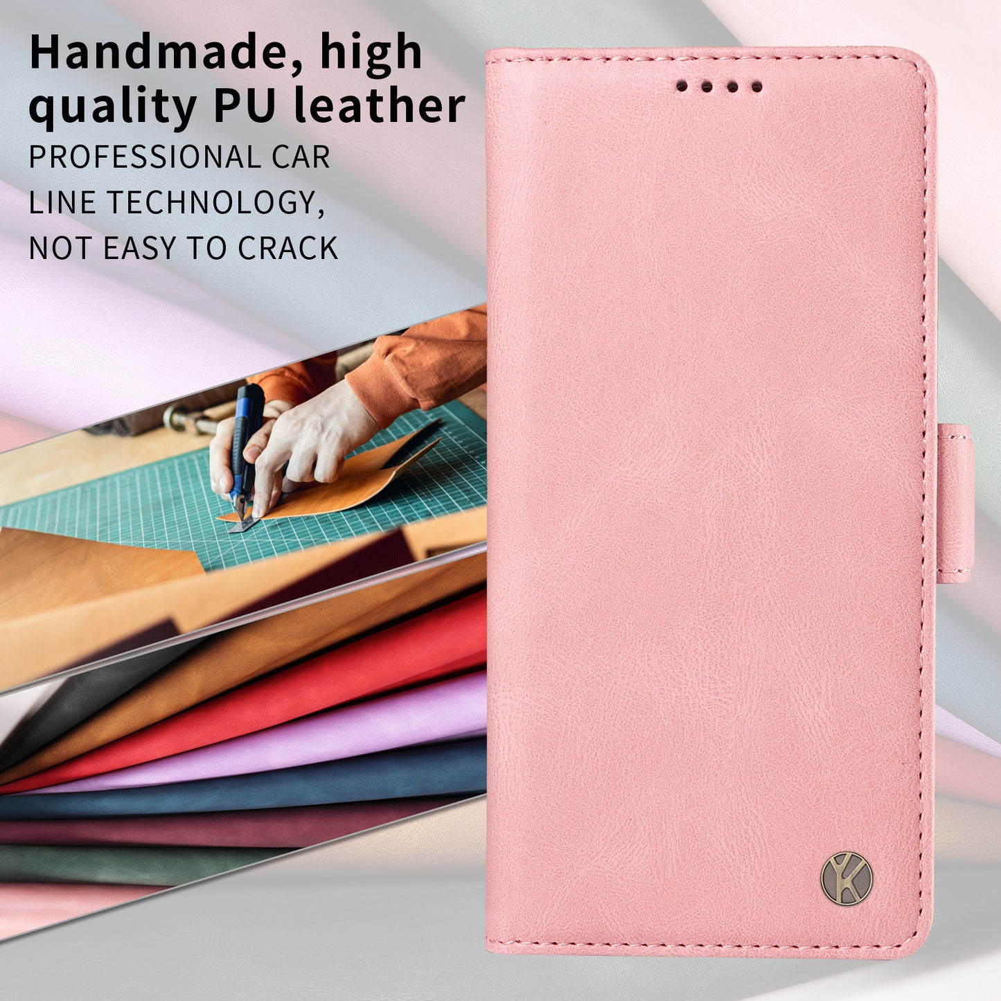 For iPhone 17 Pro Max Leather Case YIKATU YK-005 Skin-touch Feeling Wallet Phone Cover - Pink