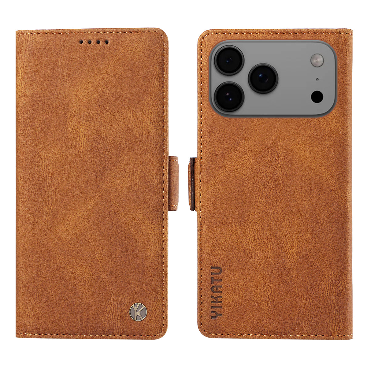 For iPhone 17 Pro Max Leather Case YIKATU YK-005 Skin-touch Feeling Wallet Phone Cover - Brown