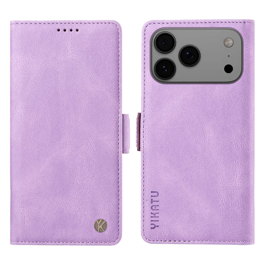 For iPhone 17 Pro Max Leather Case YIKATU YK-005 Skin-touch Feeling Wallet Phone Cover - Purple