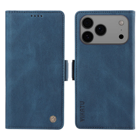For iPhone 17 Pro Max Leather Case YIKATU YK-005 Skin-touch Feeling Wallet Phone Cover - Blue