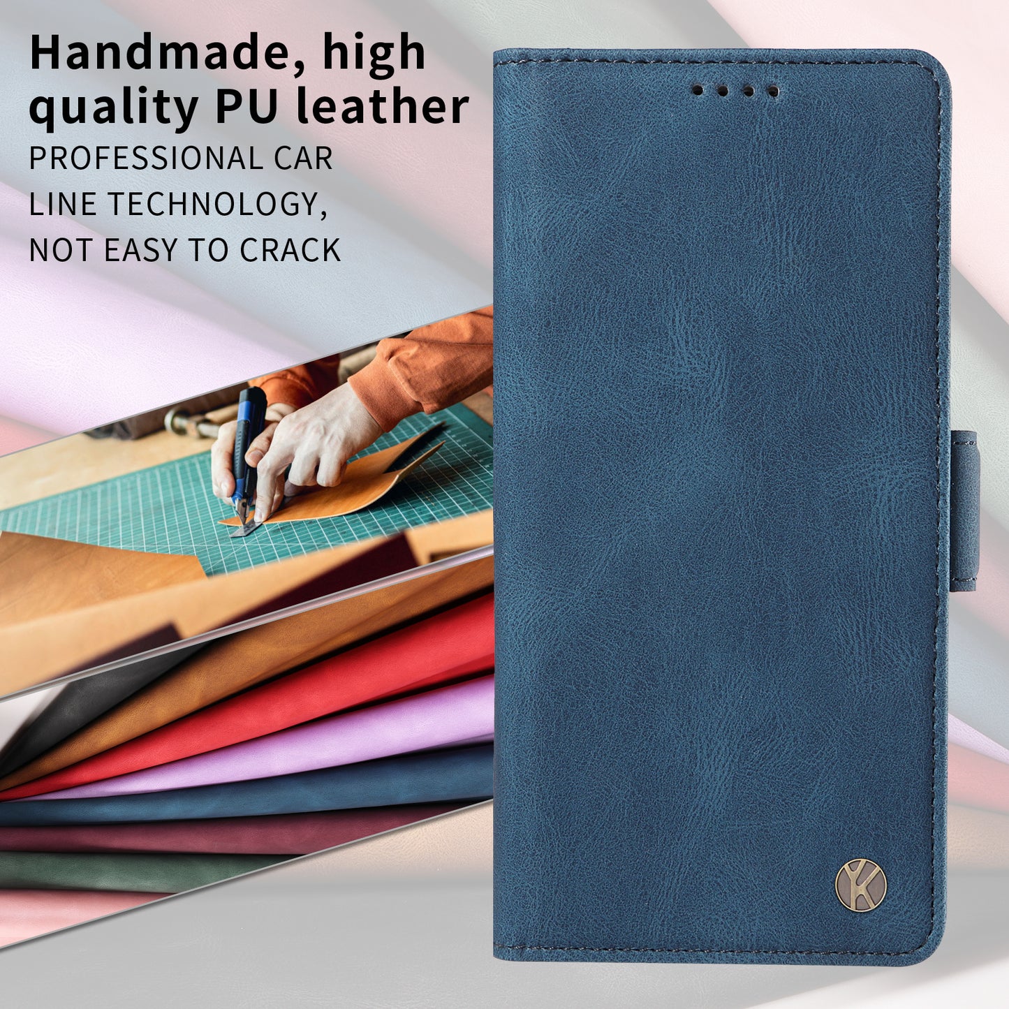 For iPhone 17 Pro Max Leather Case YIKATU YK-005 Skin-touch Feeling Wallet Phone Cover - Blue