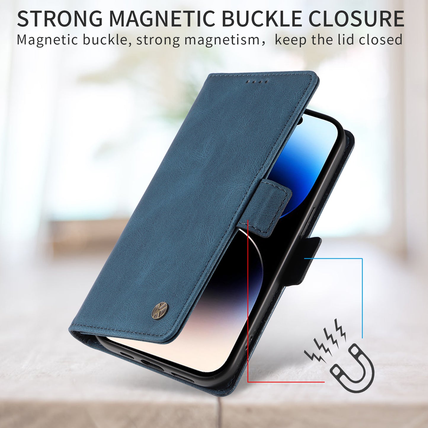 For iPhone 17 Pro Max Leather Case YIKATU YK-005 Skin-touch Feeling Wallet Phone Cover - Blue