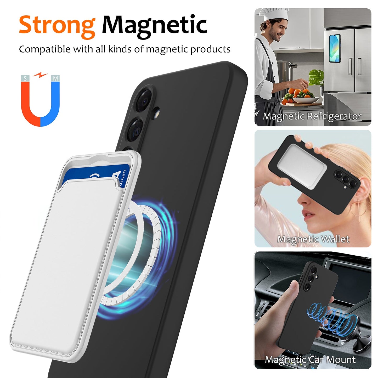 For Samsung Galaxy A17 5G Case Compatible with MagSafe Anti-Drop Liquid Silicone Phone Cover - Black