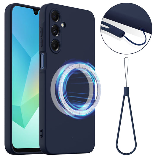 For Samsung Galaxy A17 5G Case Compatible with MagSafe Anti-Drop Liquid Silicone Phone Cover - Dark Blue