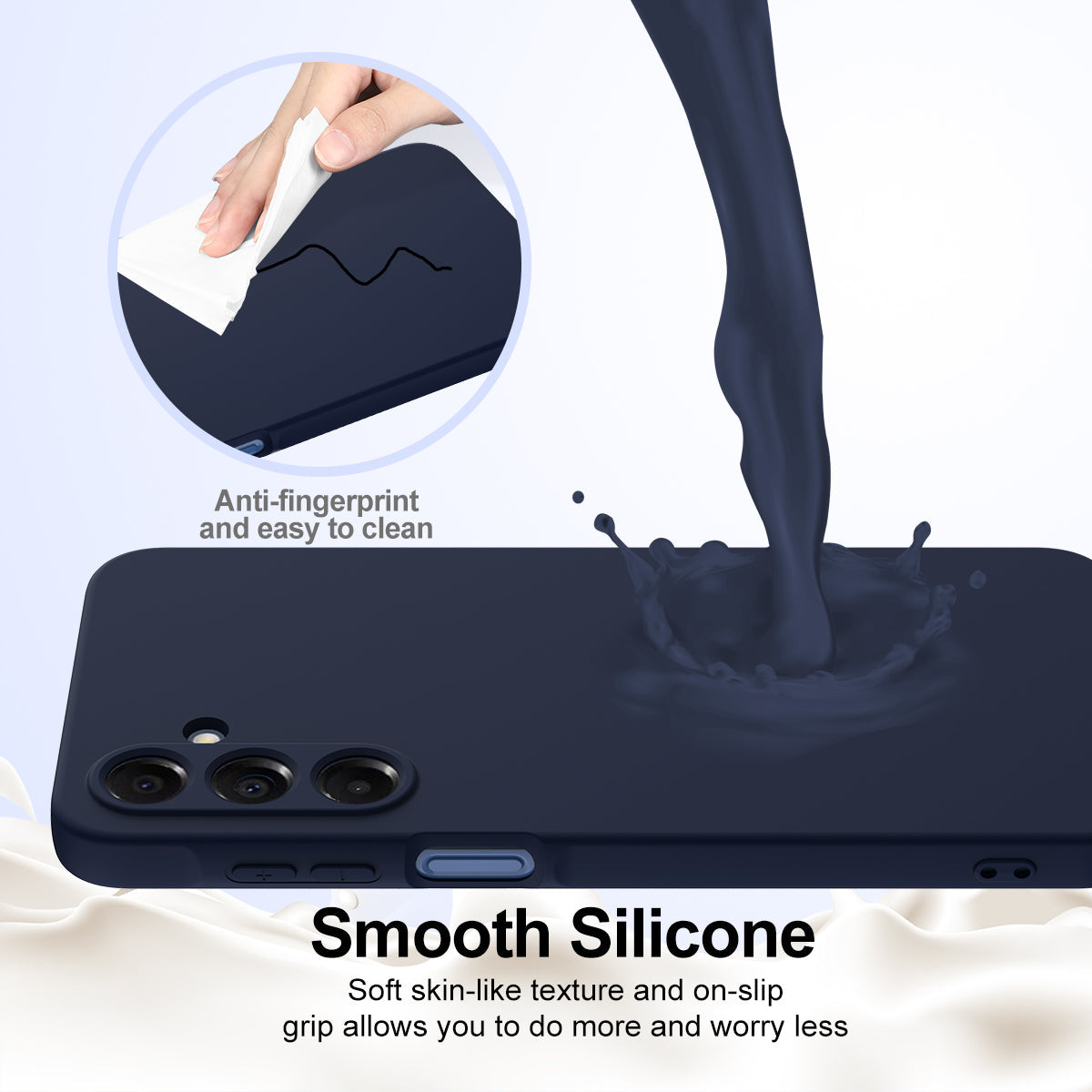 For Samsung Galaxy A17 5G Case Compatible with MagSafe Anti-Drop Liquid Silicone Phone Cover - Dark Blue