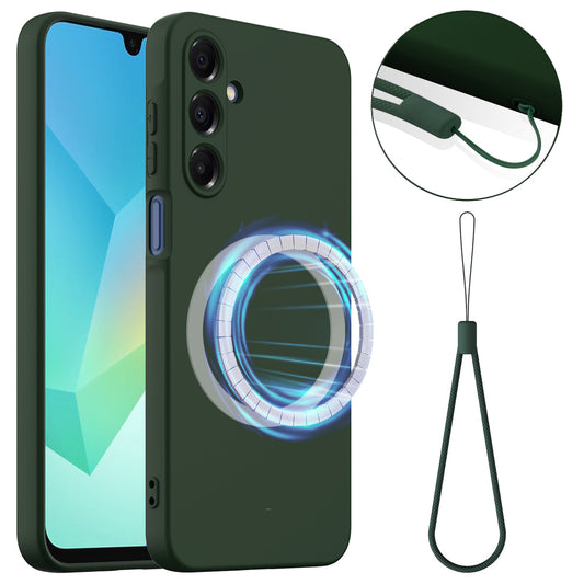 For Samsung Galaxy A17 5G Case Compatible with MagSafe Anti-Drop Liquid Silicone Phone Cover - Dark Green