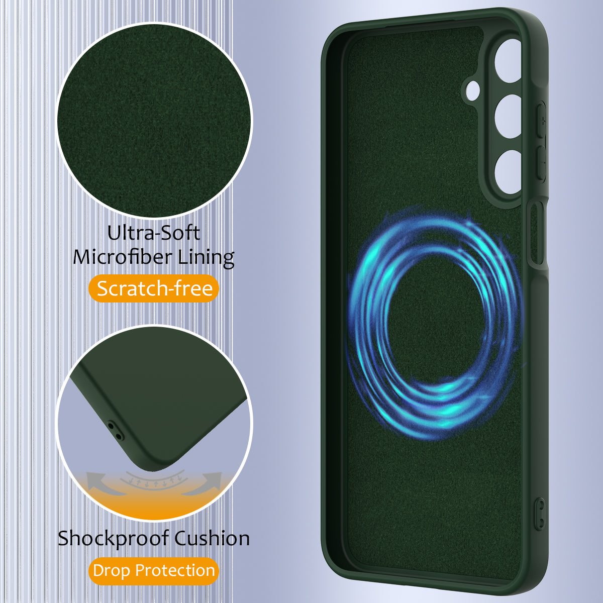 For Samsung Galaxy A17 5G Case Compatible with MagSafe Anti-Drop Liquid Silicone Phone Cover - Dark Green