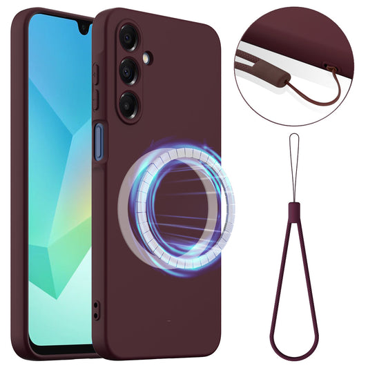 For Samsung Galaxy A17 5G Case Compatible with MagSafe Anti-Drop Liquid Silicone Phone Cover - Wine Red