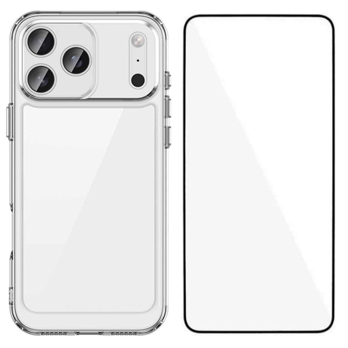 For iPhone 17 Pro Max Back Cover WANLONFENG XC Series TPU Acrylic Phone Case with Tempered Glass Film - Transparent