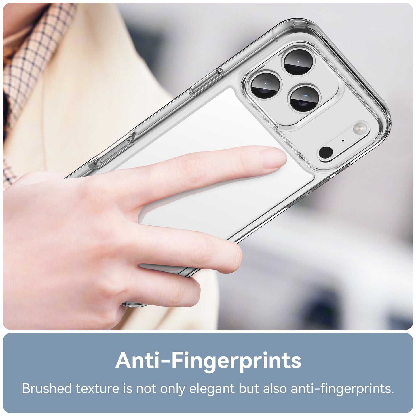 For iPhone 17 Pro Max Back Cover WANLONFENG XC Series TPU Acrylic Phone Case with Tempered Glass Film - Transparent