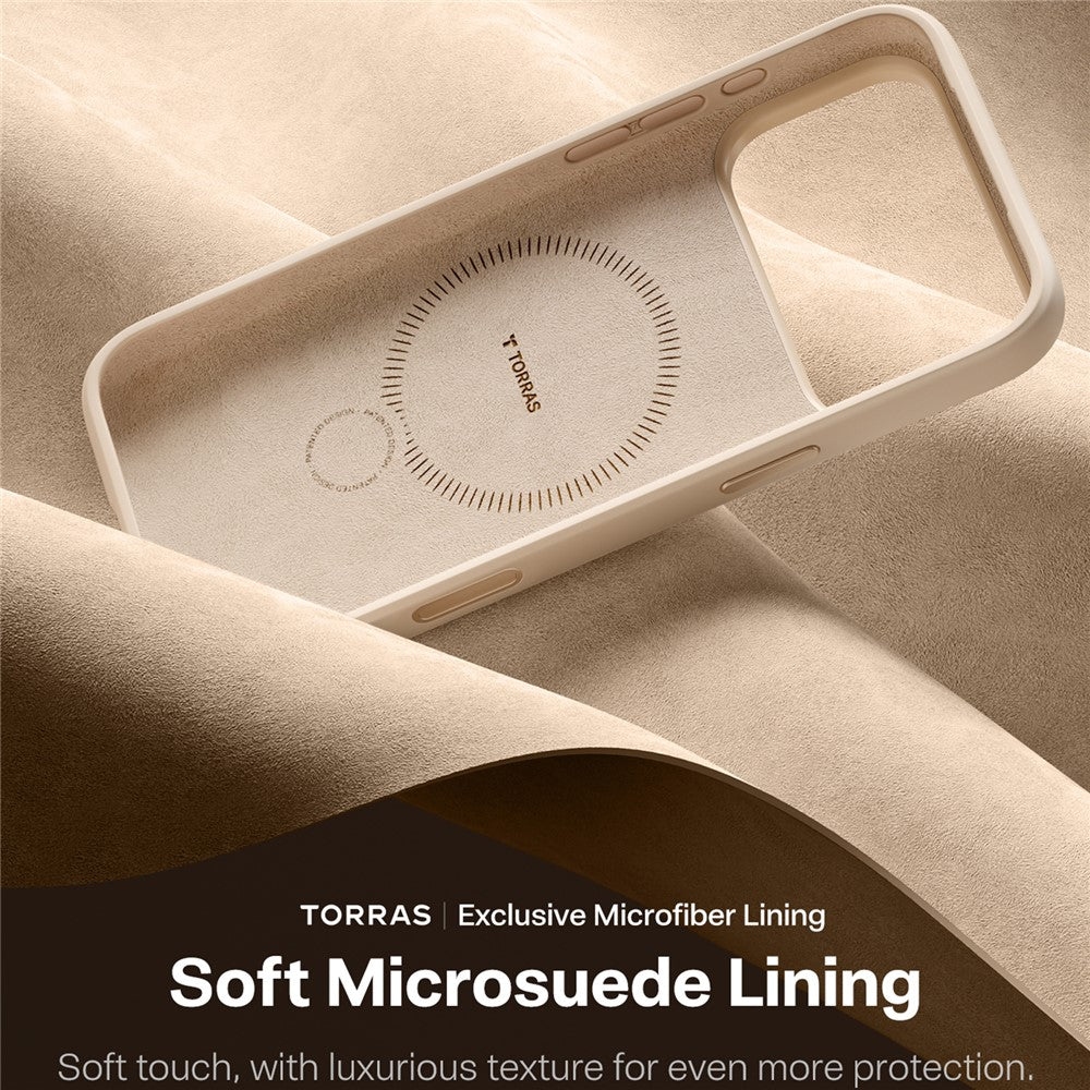 TORRAS Ostand Q Pro Series For iPhone 17 Pro Max Case Magnetic Ring Kickstand Liquid Silicone + PC Phone Cover - Desert Gold