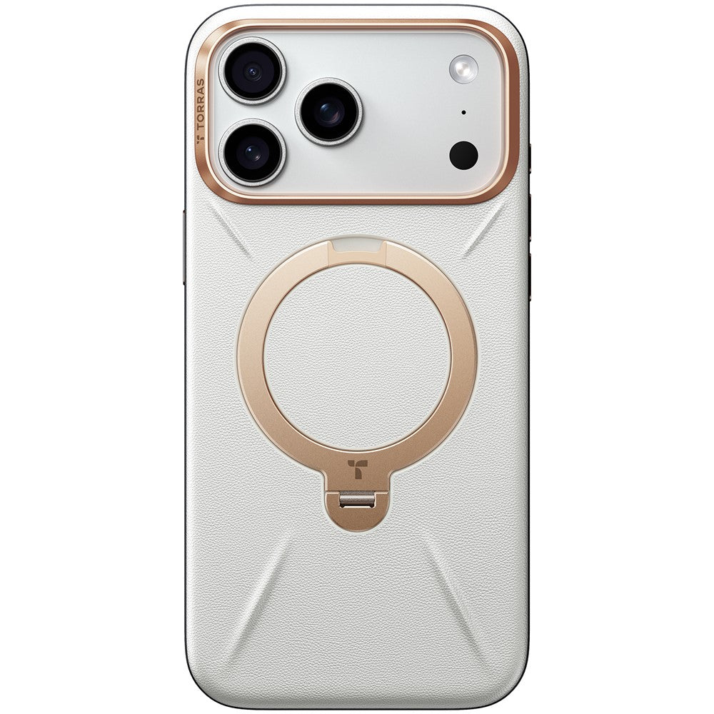 TORRAS Ostand Q PRO Leather Series For iPhone 17 Pro Max Case Compatible with MagSafe Kickstand Phone Cover - Grey