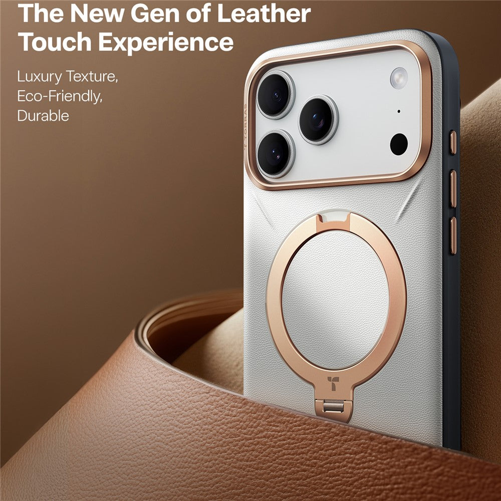 TORRAS Ostand Q PRO Leather Series For iPhone 17 Pro Max Case Compatible with MagSafe Kickstand Phone Cover - Grey