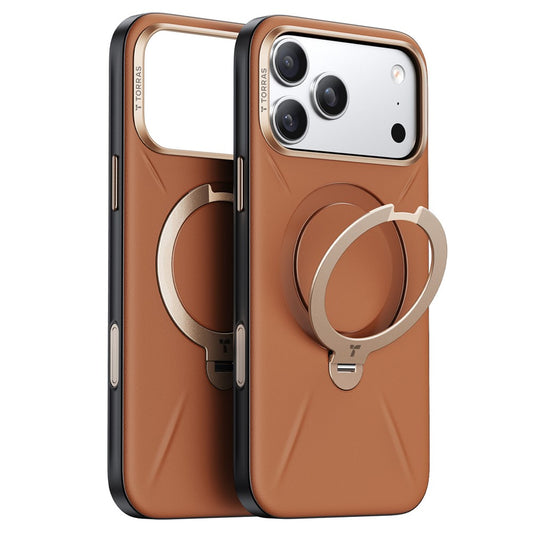 TORRAS Ostand Q PRO Leather Series For iPhone 17 Pro Max Case Compatible with MagSafe Kickstand Phone Cover - Brown