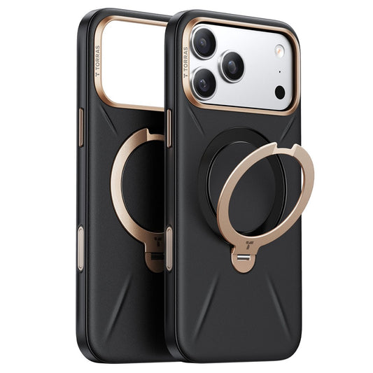 TORRAS Ostand Q PRO Leather Series For iPhone 17 Pro Max Case Compatible with MagSafe Kickstand Phone Cover - Black