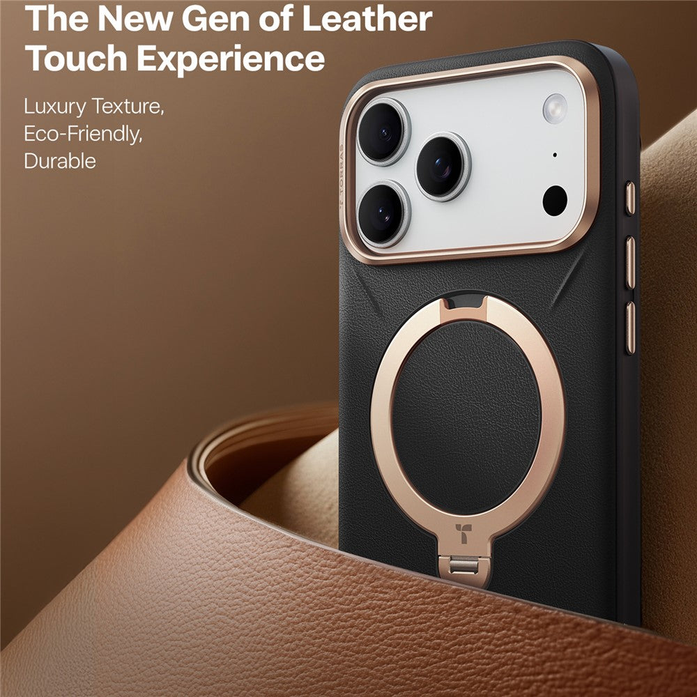 TORRAS Ostand Q PRO Leather Series For iPhone 17 Pro Max Case Compatible with MagSafe Kickstand Phone Cover - Black