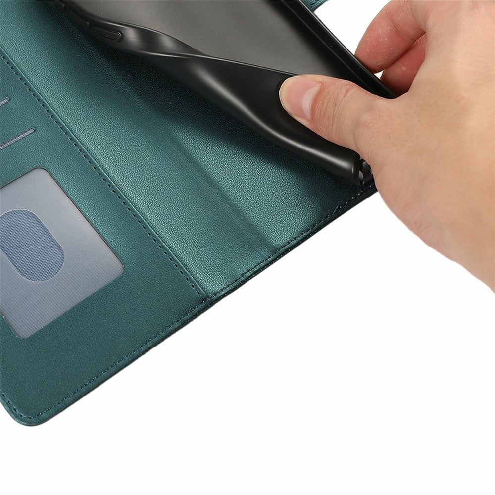 For iPhone 17 Pro Max Case Splicing Imprinted Rhombus Leather Phone Cover with Wrist Strap - Green