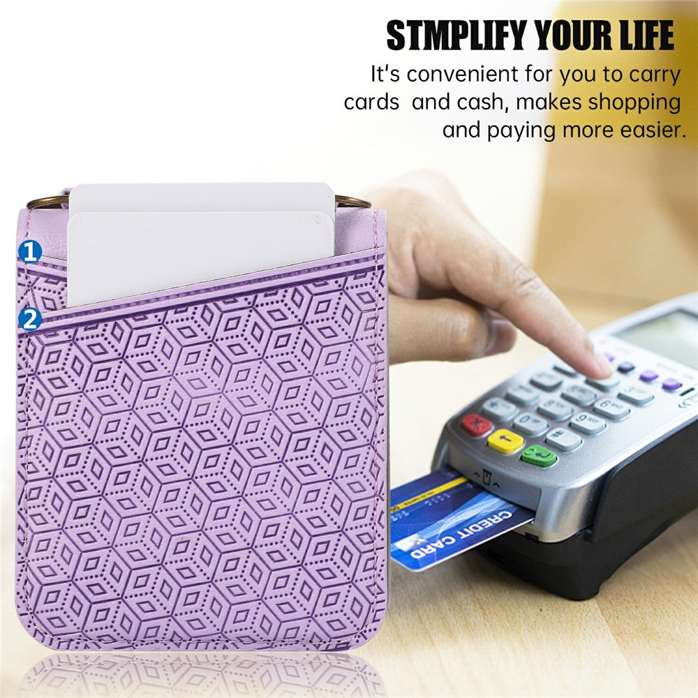 For Samsung Galaxy Z Flip7 5G Case Imprinted Rhombus Leather Phone Cover with Card Slots - Purple