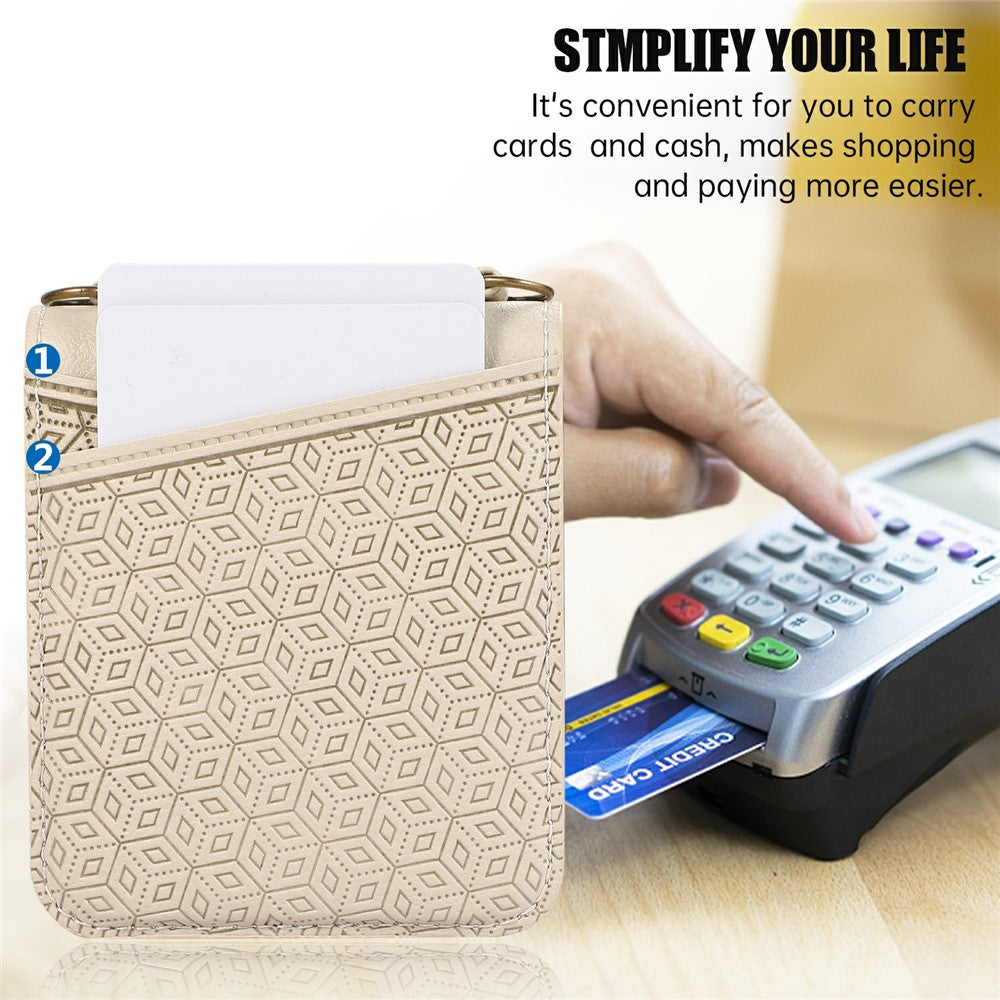 For Samsung Galaxy Z Flip7 5G Case Imprinted Rhombus Leather Phone Cover with Card Slots - Beige