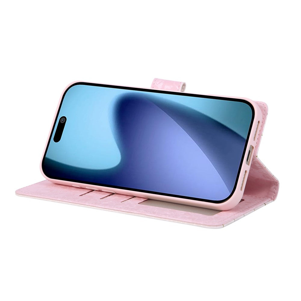 For iPhone 17 Pro Max Case RFID Blocking Flower Leather Phone Cover with Wrist Strap - Flower