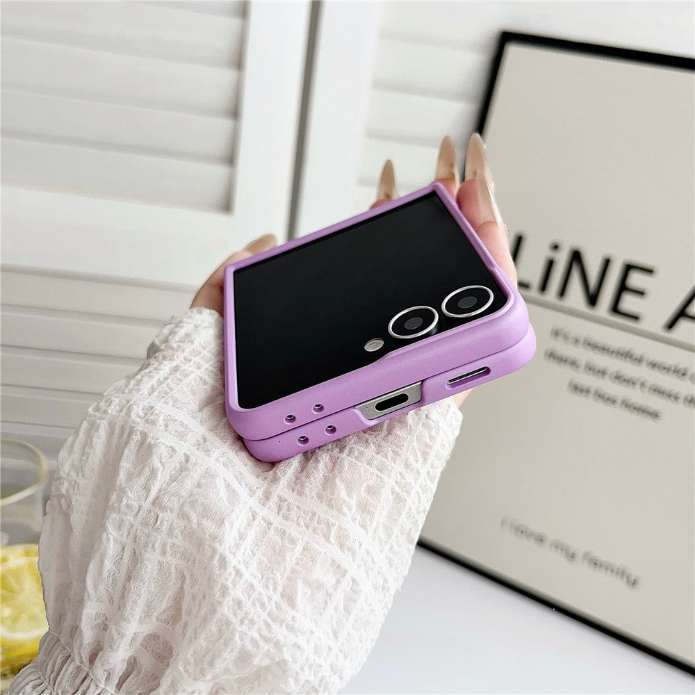 For Samsung Galaxy Z Flip7 5G Case Ultra Slim PC Phone Cover with Pearl Pendant - Purple