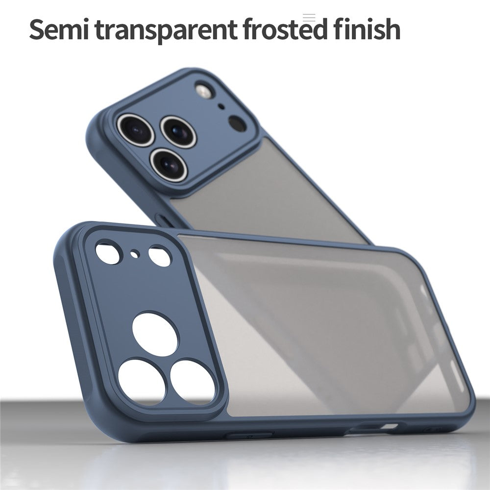 For iPhone 17 Pro Max Case Drop Proof Airbags Frosted Translucent PC + TPU Phone Back Cover - Blue
