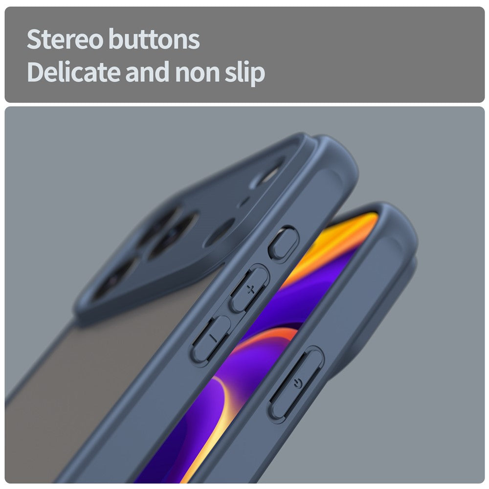 For iPhone 17 Pro Max Case Drop Proof Airbags Frosted Translucent PC + TPU Phone Back Cover - Blue