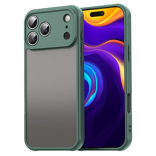 For iPhone 17 Pro Max Case Drop Proof Airbags Frosted Translucent PC + TPU Phone Back Cover - Green