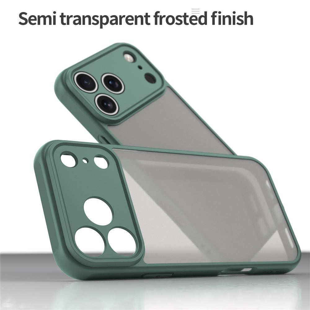For iPhone 17 Pro Max Case Drop Proof Airbags Frosted Translucent PC + TPU Phone Back Cover - Green
