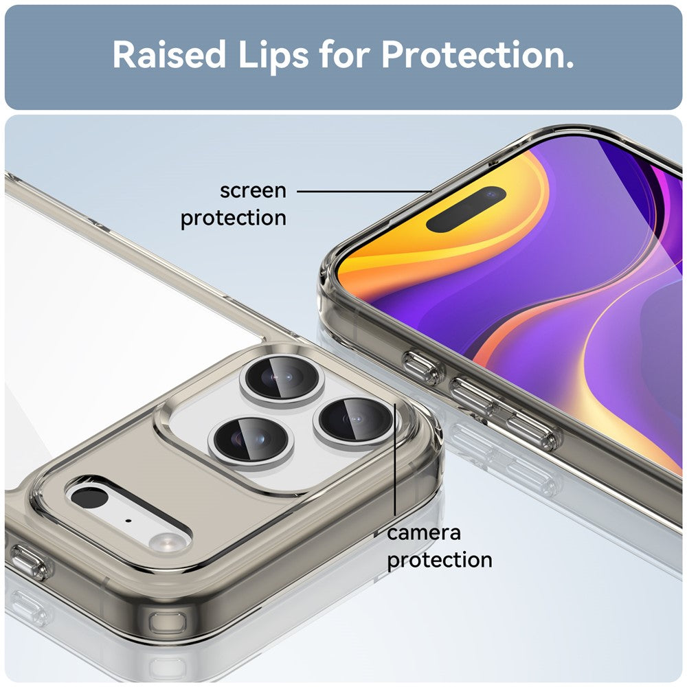 For iPhone 17 Pro Max Case TPU + Acrylic Protective Clear Phone Cover - Transparent Grey